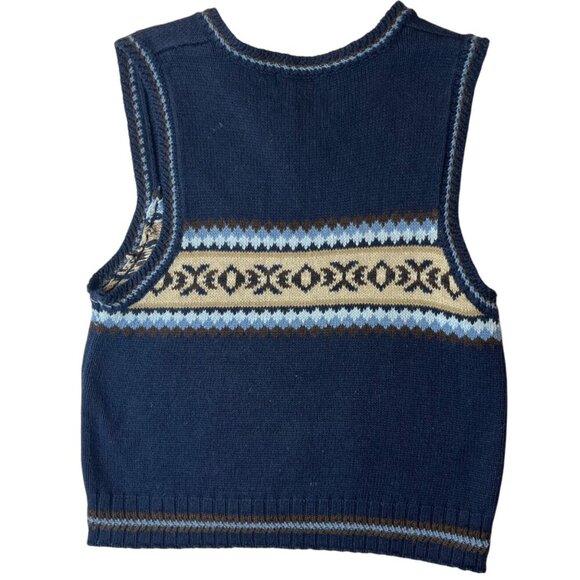 Vtg Y2K‎ Limited Too Girl's XL/16 Sweater Vest Blue Brown Fair Isle Casual - Picture 2 of 6